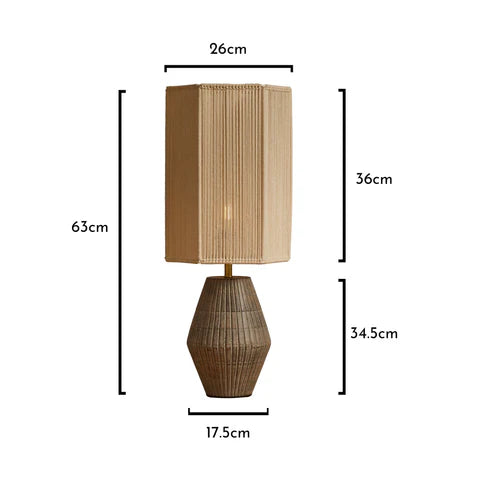 Haveri Mango Wood Table Lamp with Natural Shade - 63cm