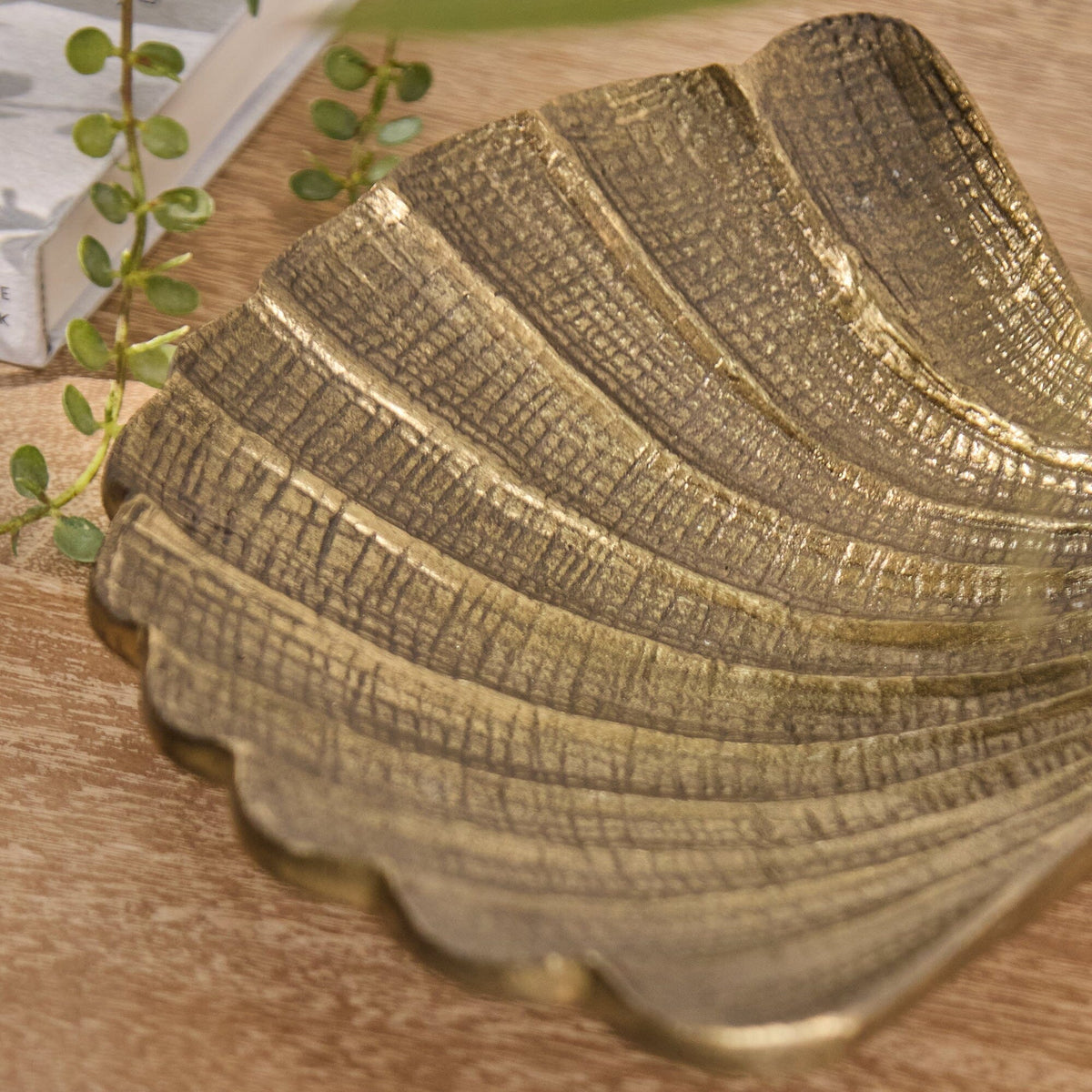 Herne 24cm Metal Shell Dish - Gold - Laura James