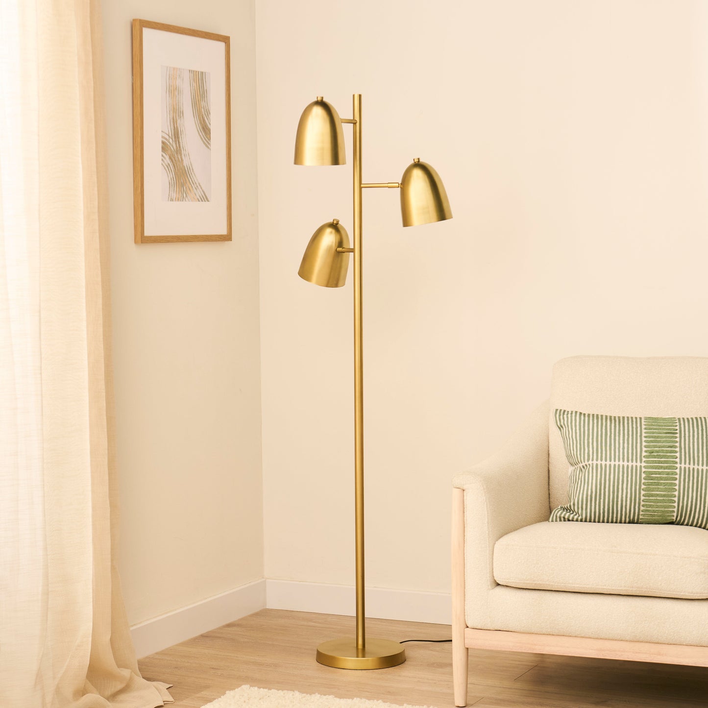 Horton 158cm Metal Floor Lamp - Gold - Laura James