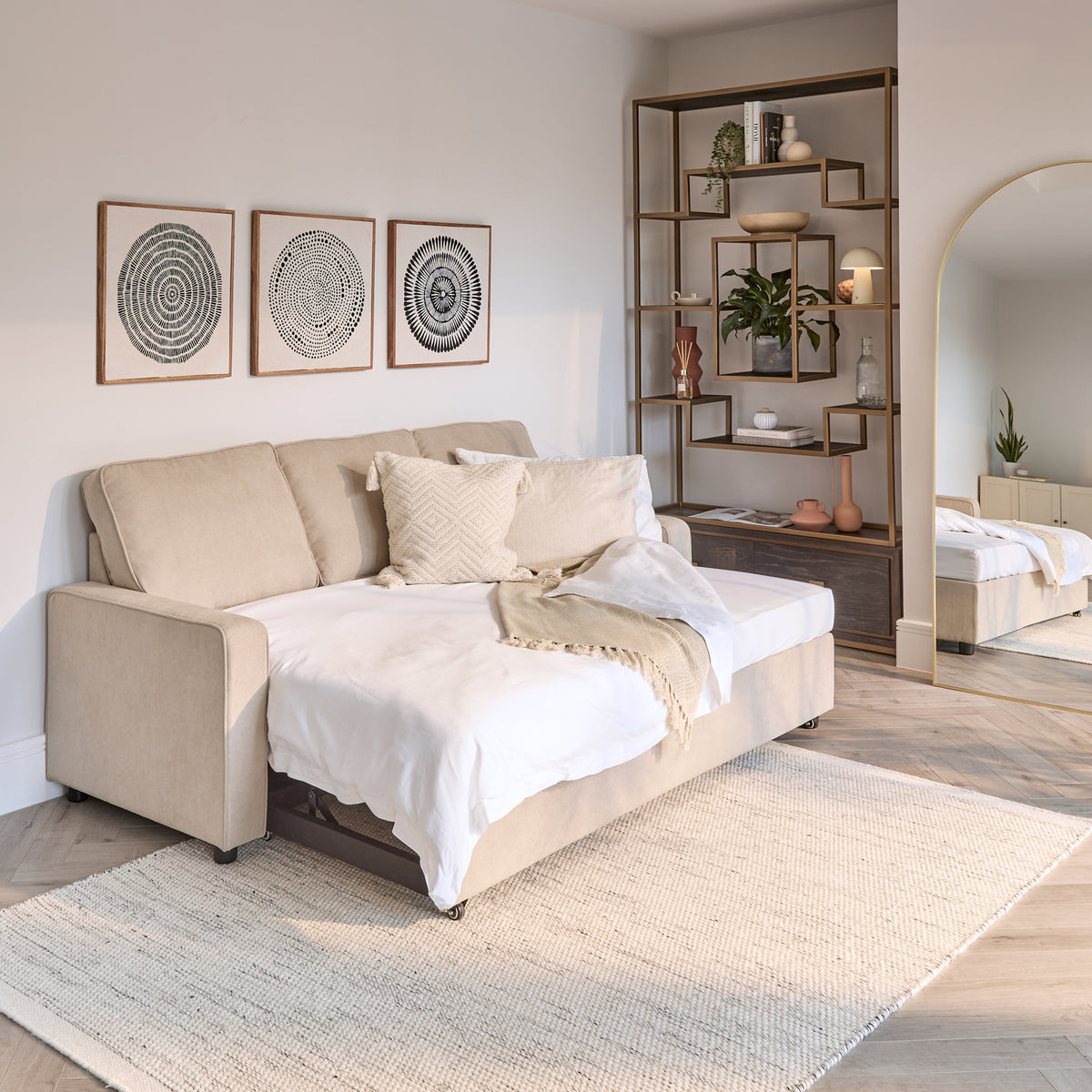 Hugo 3 Seater Sofa Bed - Warm Taupe - Laura James