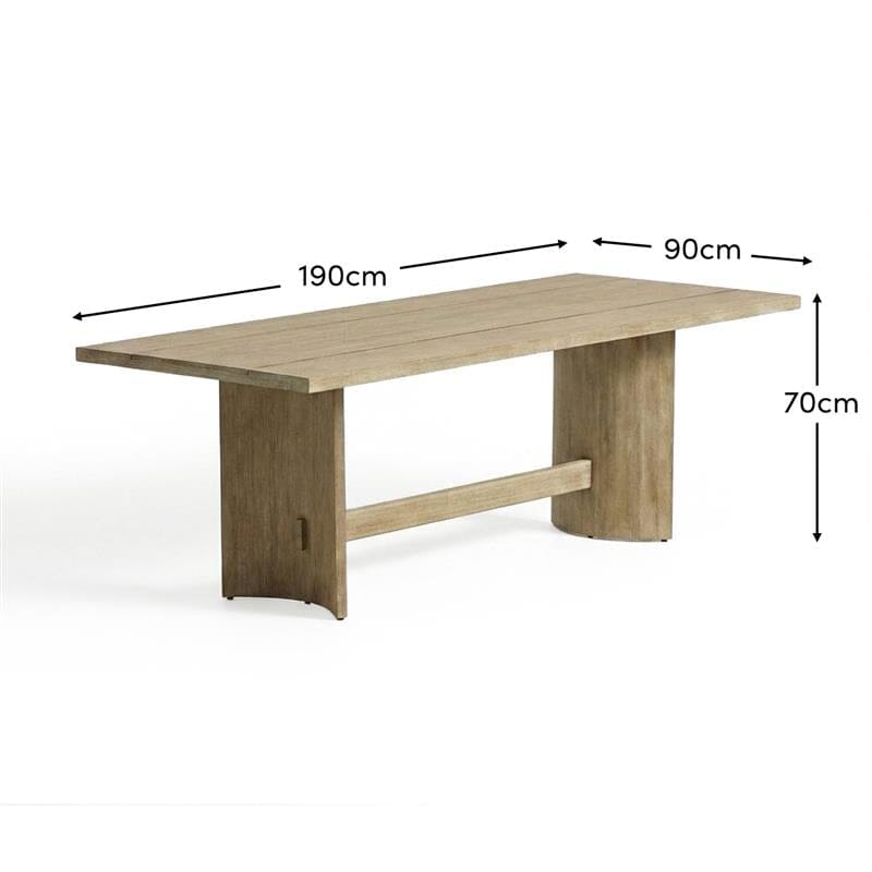Imani 6 Seater Wooden Garden Dining Table - Light Brush Acacia - Laura James