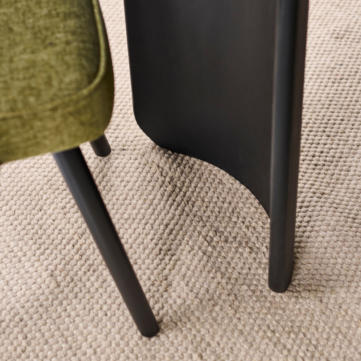 Imogen 190cm Black Mango Wood Dining Table Set - 6 Seater - Marilyn Moss Green Dining Chairs - Black Legs - Laura James