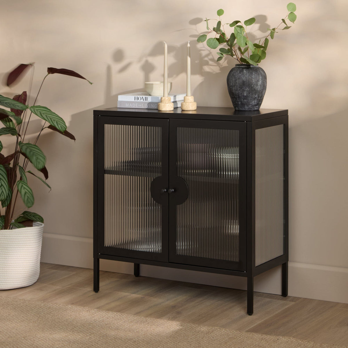 Indiana Black Metal 2 Door Sideboard - 80cm - Laura James