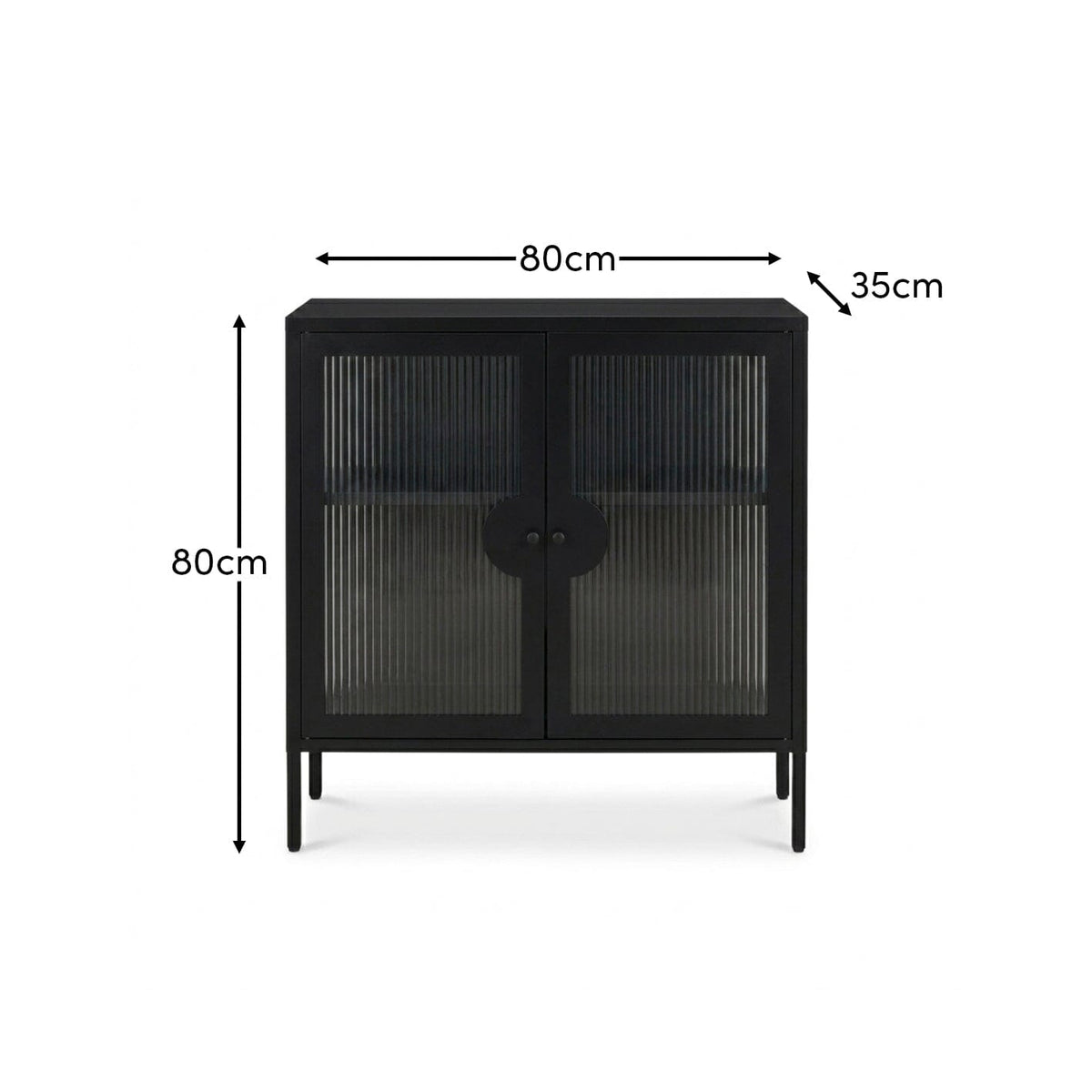 Indiana Black Metal 2 Door Sideboard - 80cm - Laura James