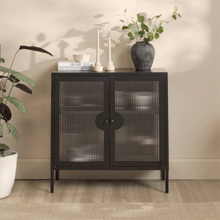 Indiana Black Metal 2 Door Sideboard - 80cm