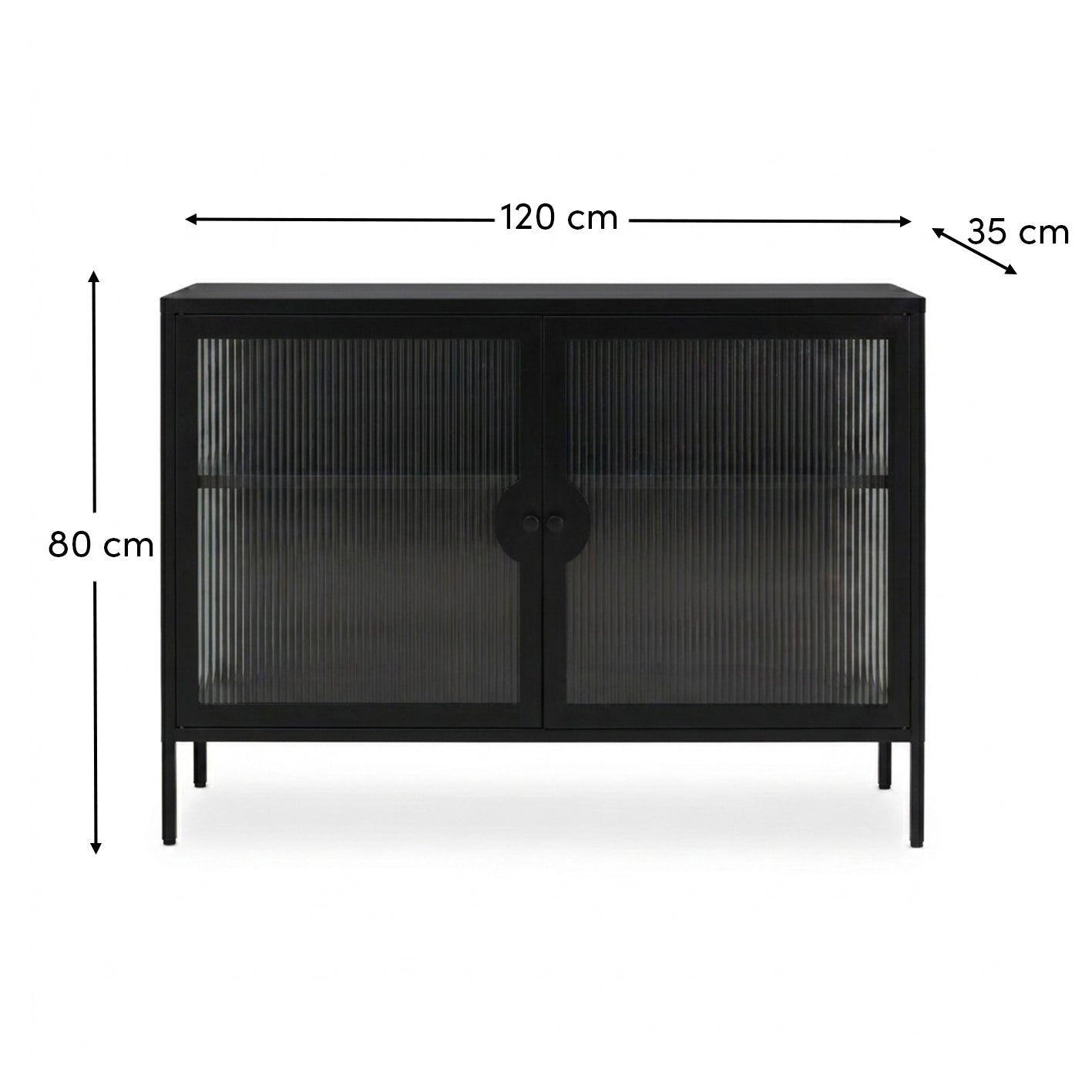 Indiana Black Metal 2 Door Sideboard - 120cm - Laura James