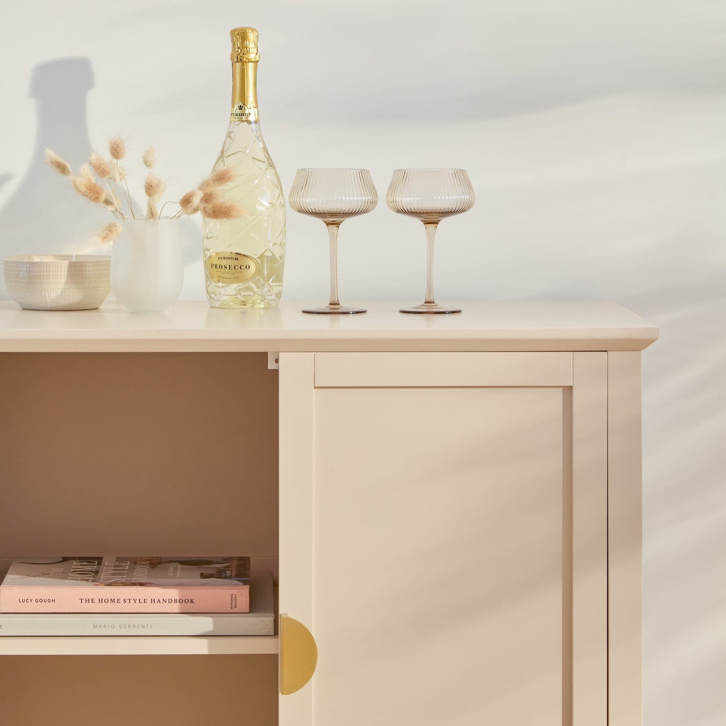 Ines 4 Door Sideboard - Taupe & Gold - Laura James