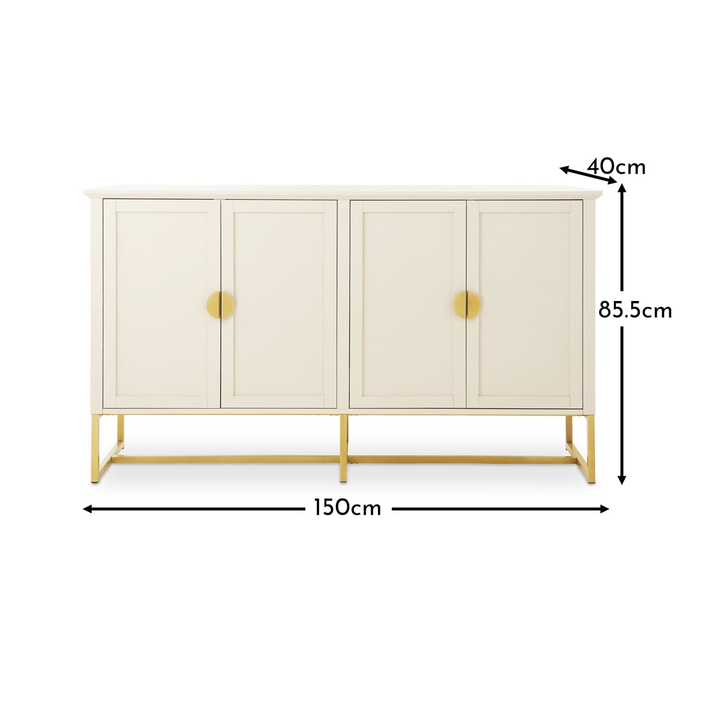 Ines 4 Door Large Sideboard - Taupe & Gold - Laura James