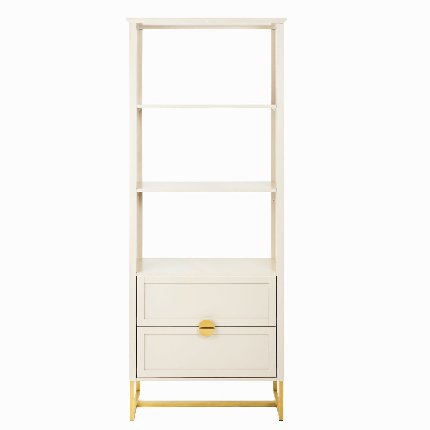 Ines Open Bookcase - Taupe & Gold - Laura James