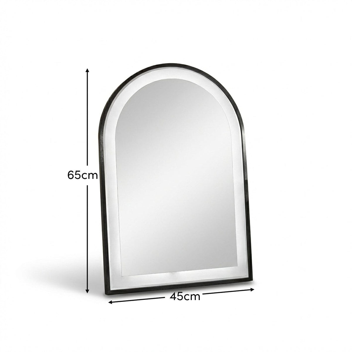 Ingham 65x45cm LED Arch Bathroom Mirror - Black - Laura James
