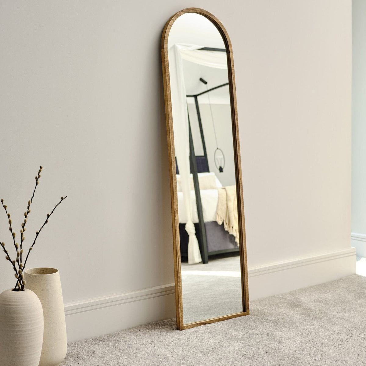 Ingham 140x140 Wooden Arch Mirror - Natural- Laura James