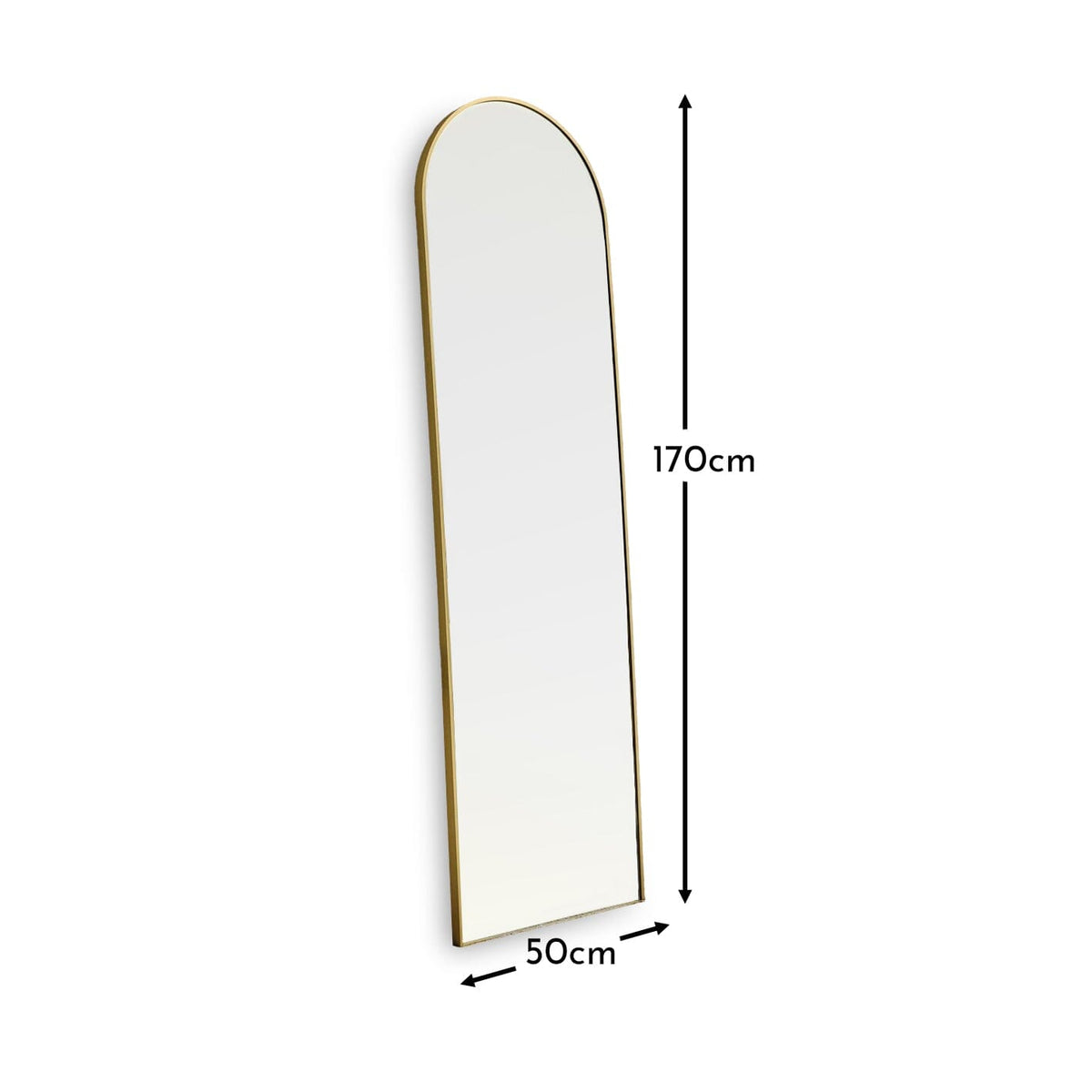 Ingham 170x50cm Full Length Arch Mirror - Gold - Laura James