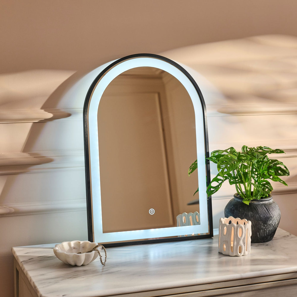 Ingham 65x45cm LED Arch Bathroom Mirror - Black - Laura James