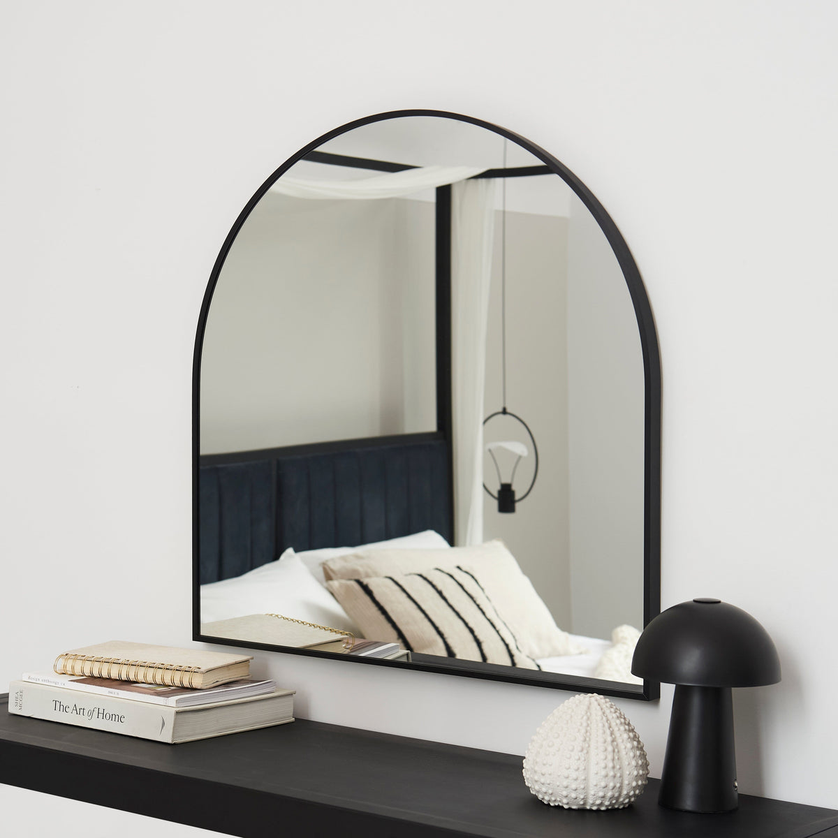 Ingham 70 x 70cm Metal Arch Mirror - Black - Laura James