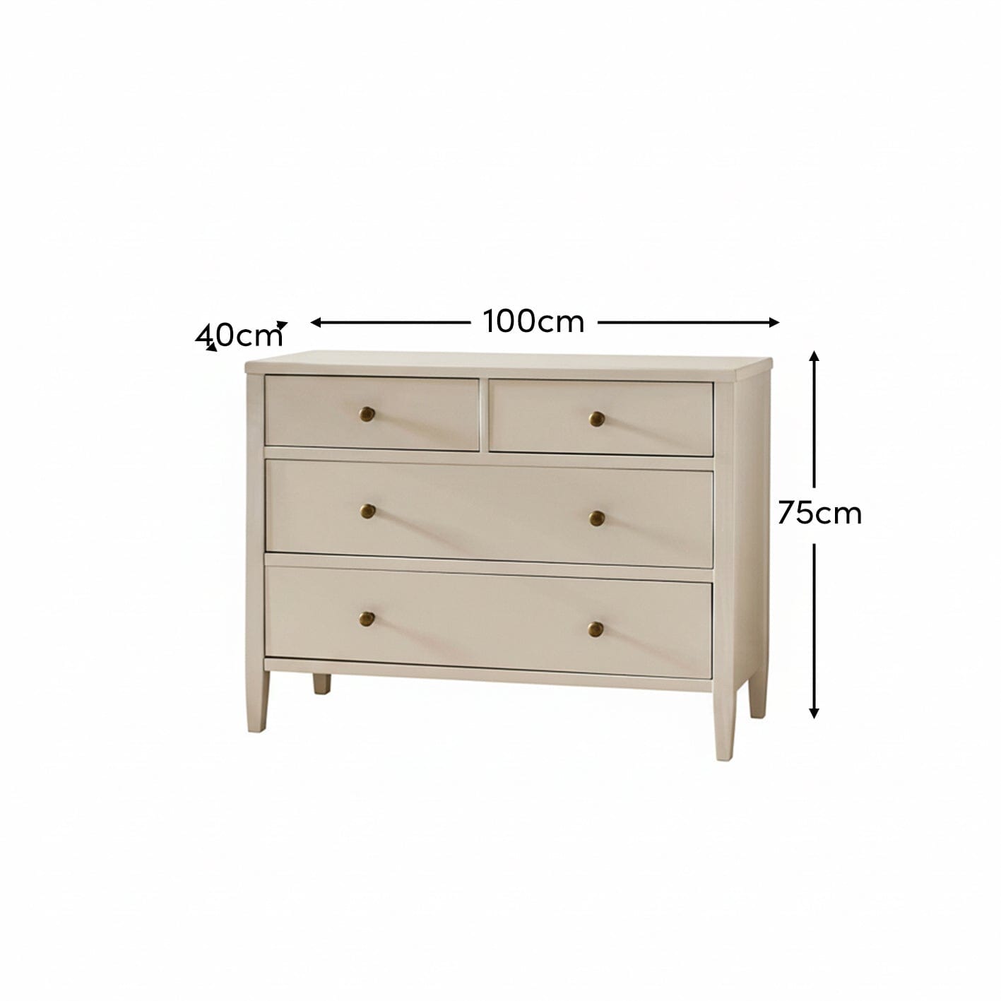 Ivy 4 Drawer Chest of Drawers - Ivory White - Laura James