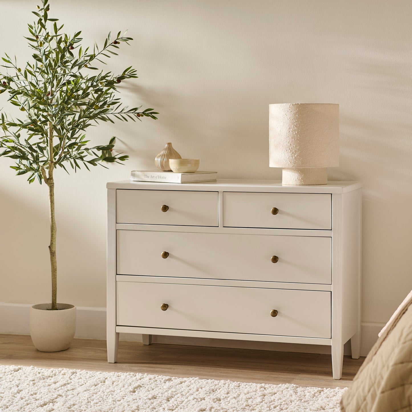 Ivy 4 Drawer Chest of Drawers - Ivory White - Laura James