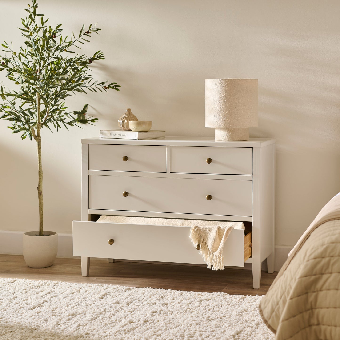 Ivy 4 Drawer Chest of Drawers - Ivory White - Laura James