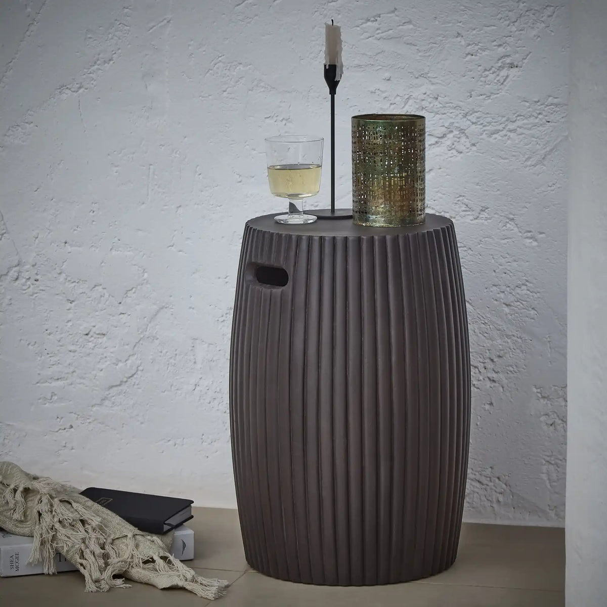 Jabari 35cm Side Table - Lava Black - Laura James