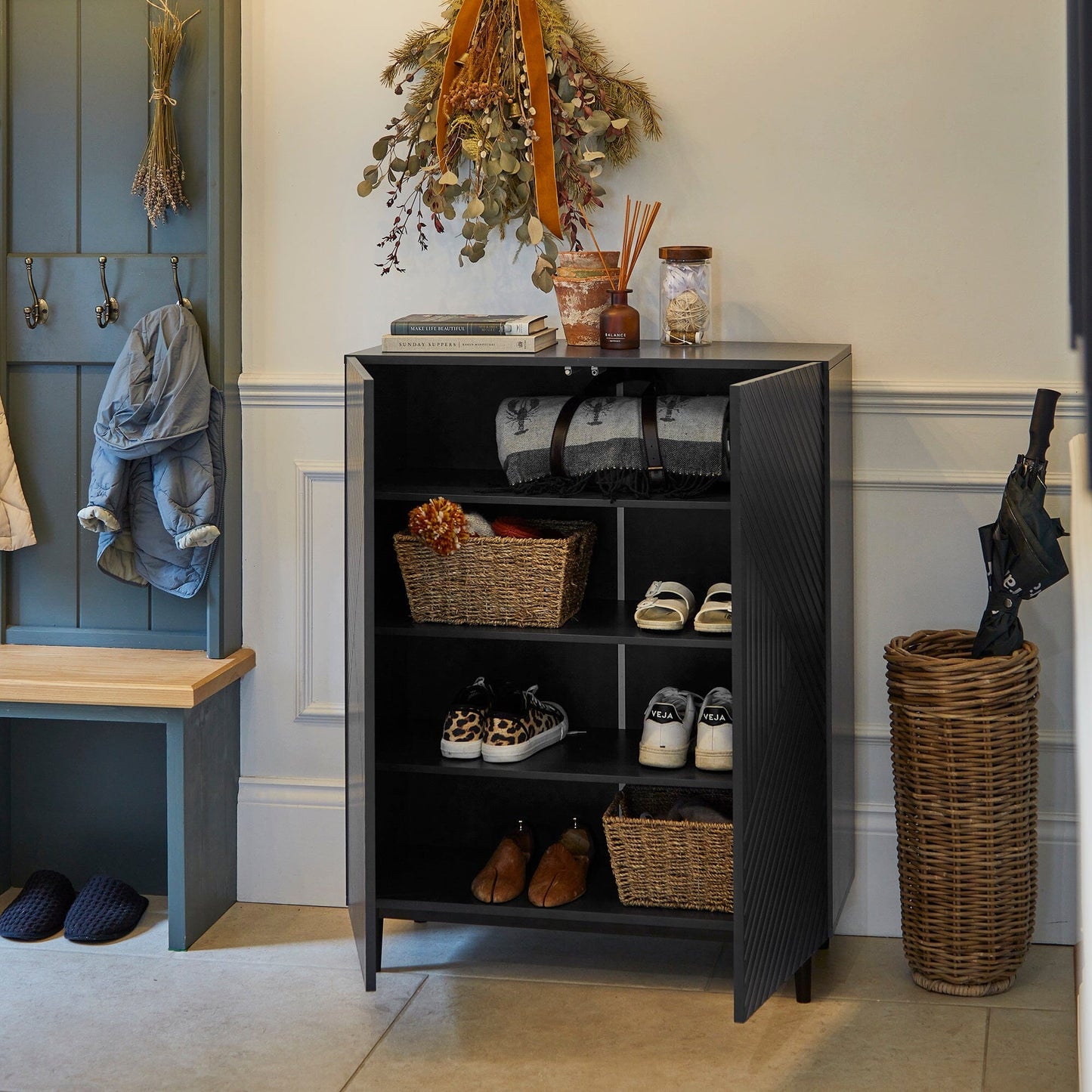 Jack Small Shoe Cabinet - Geometric - Black