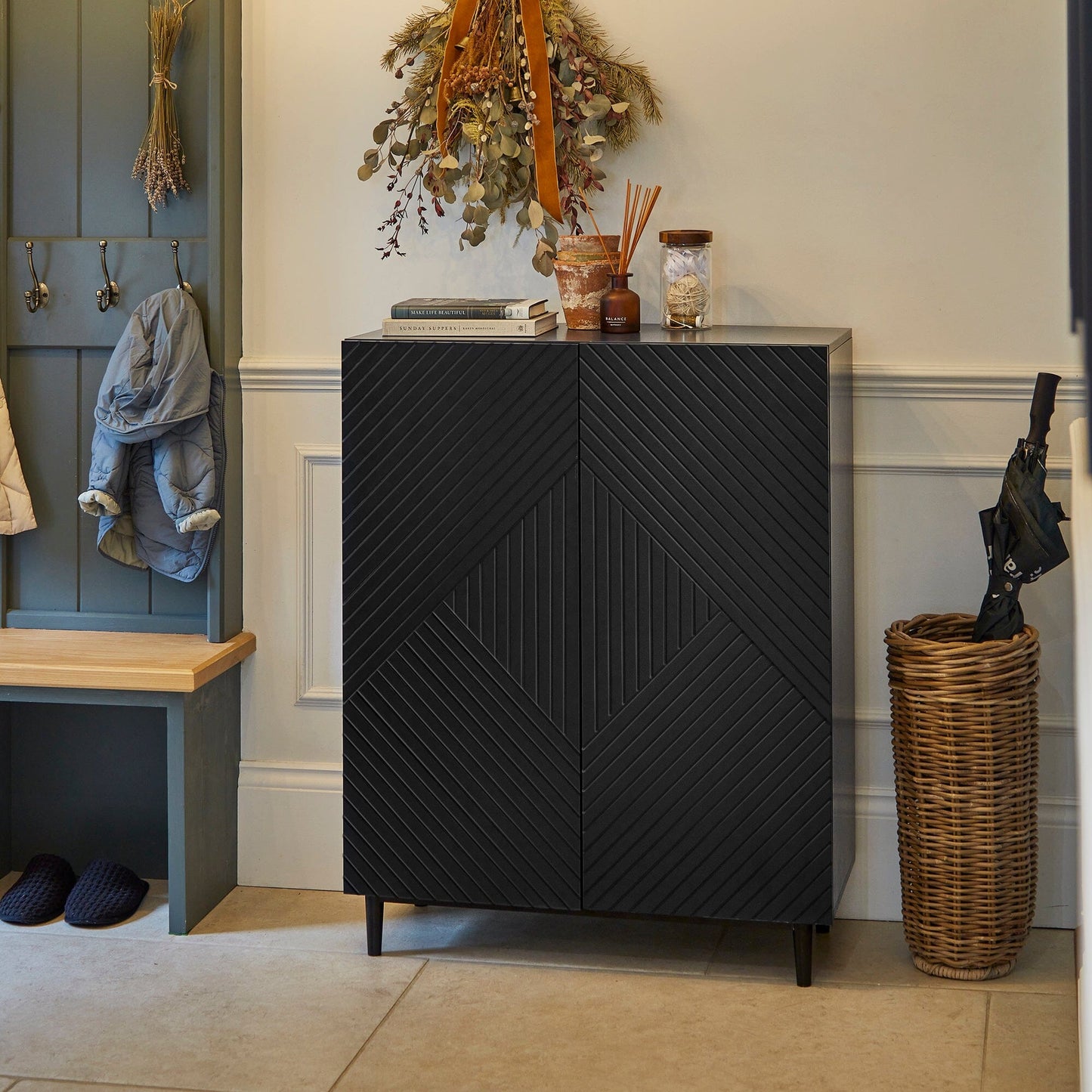 Jack Small Shoe Cabinet - Geometric - Black