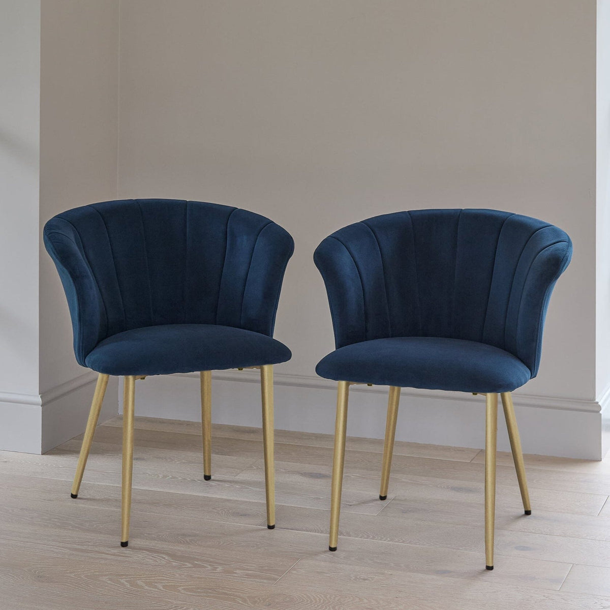 Cleo Ink Velvet Dining Chairs with Gold Legs - Set Of 2 - Laura James