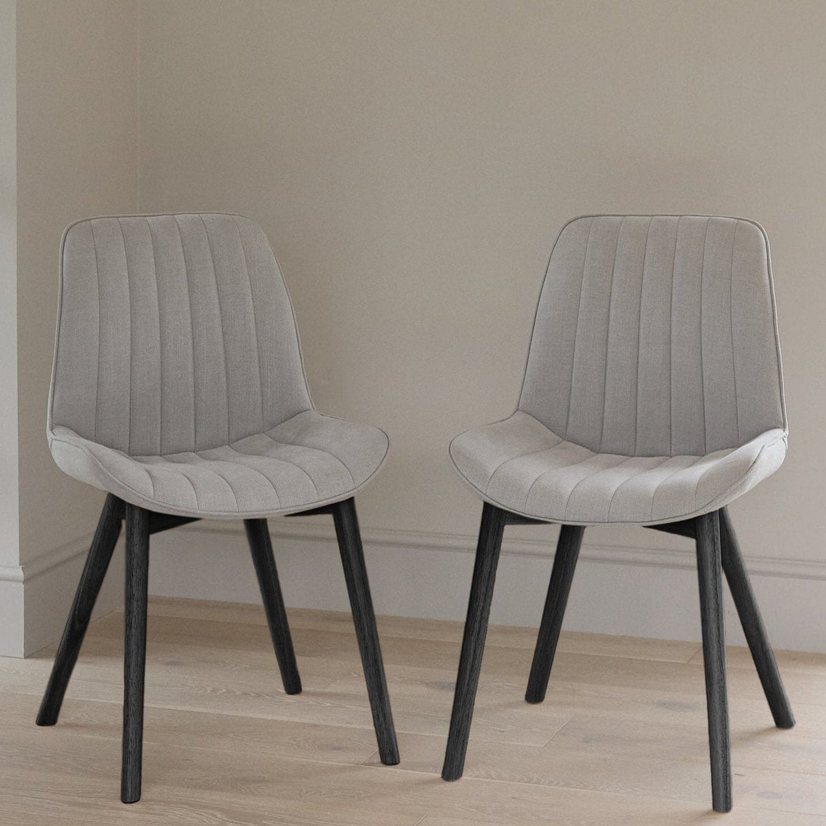 Bella Grey Dining Chairs - Black Legs - Laura James