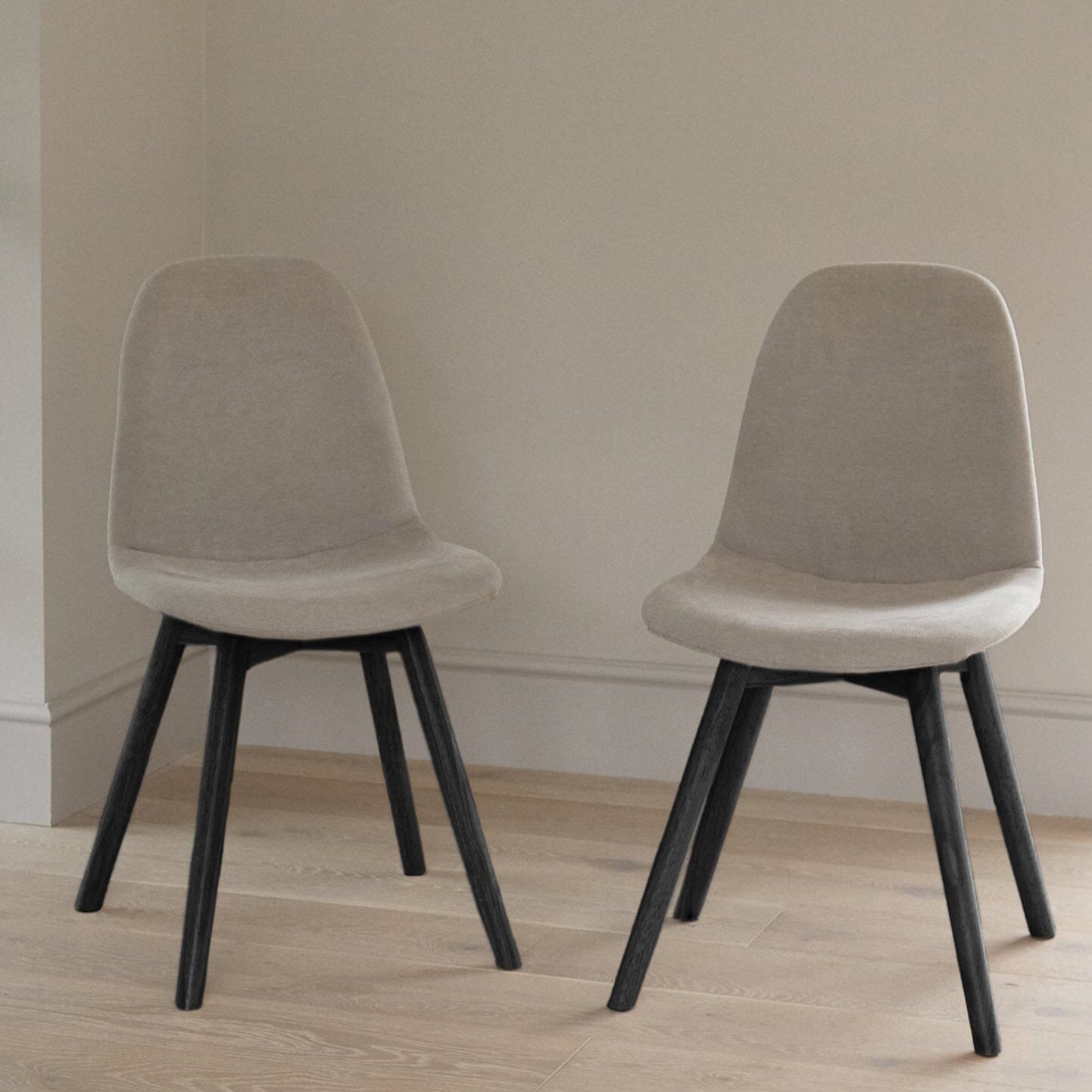 Ellis Soft Beige Dining Chairs - Black Legs - Laura James