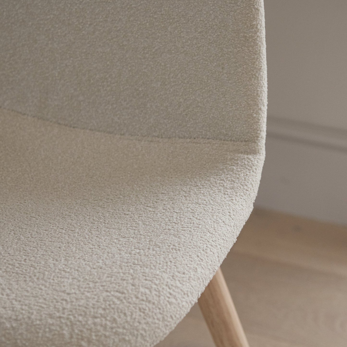 Ellis Light Beige Boucle Dining Chairs - Set of 2 - Whitewash Oak Legs