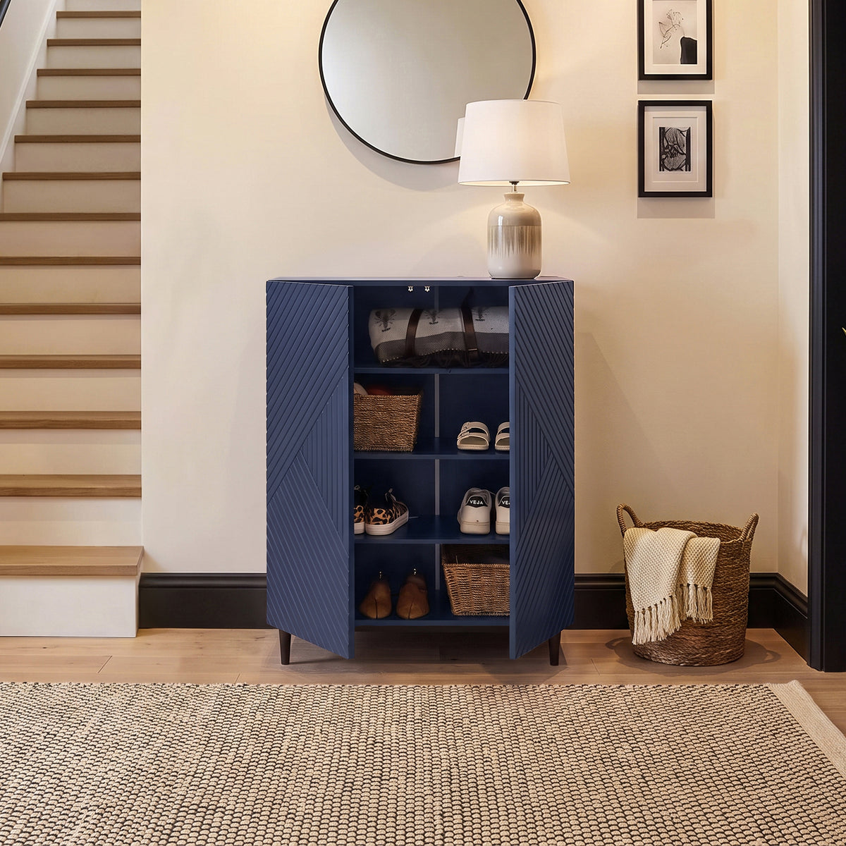 Jack Small Shoe Cabinet - Geometric - Blue