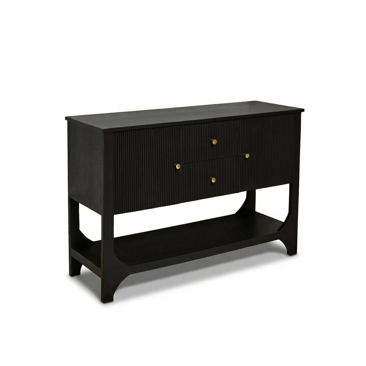 Outlet - Jade 2 Door 2 Drawer Sideboard - Jet Black Mango Wood