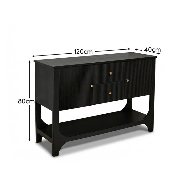 Outlet - Jade 2 Door 2 Drawer Sideboard - Jet Black Mango Wood