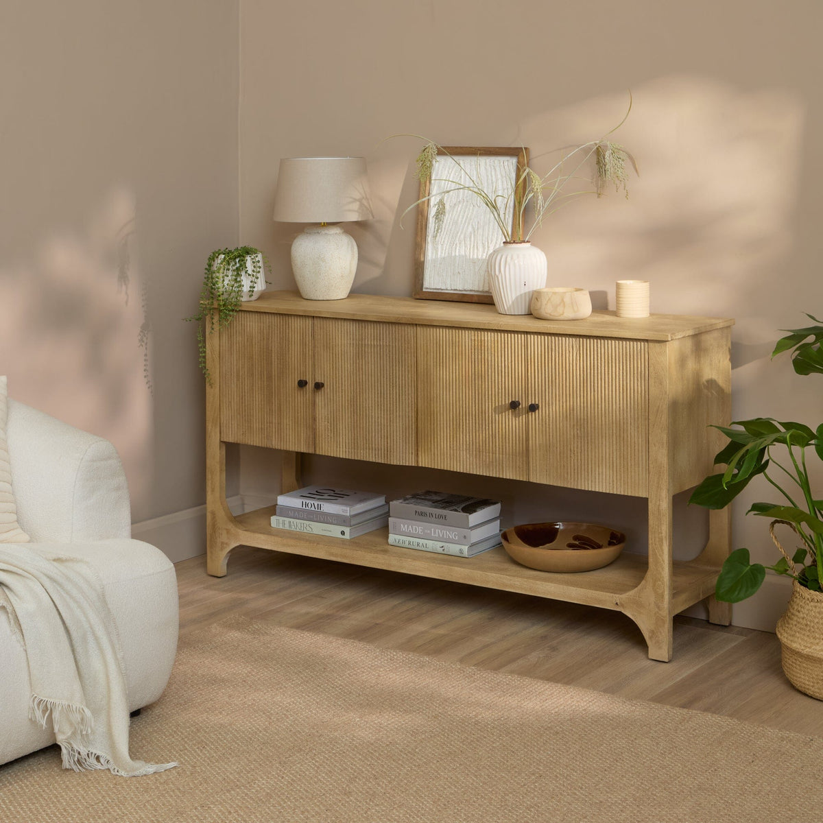 Jade 4 Door Sideboard - Chalked Mango Wood - Laura James
