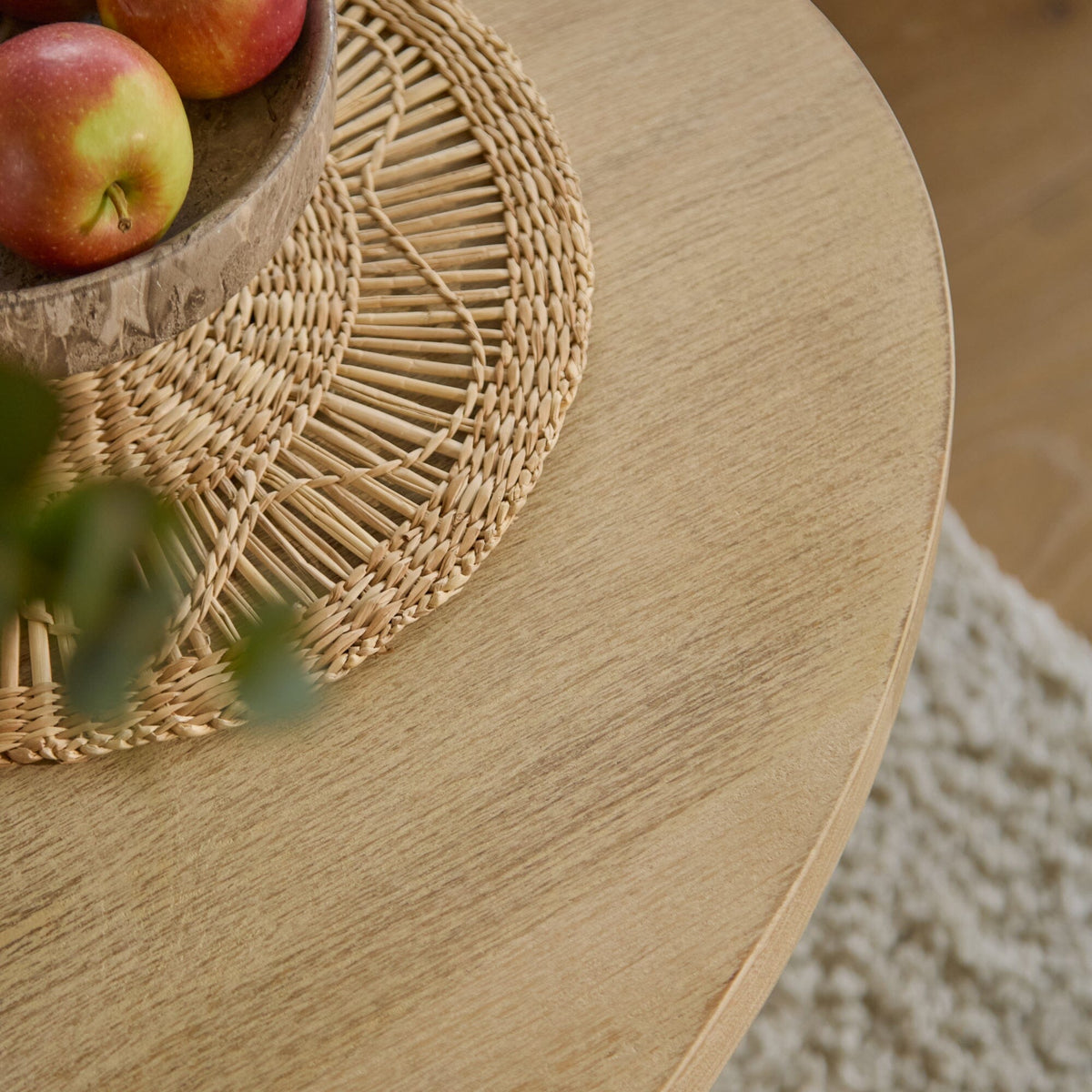 Jade Chalked Mango Wood Oval Coffee Table - Laura James