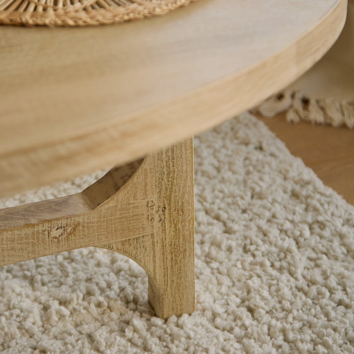 Jade Chalked Mango Wood Oval Coffee Table - Laura James