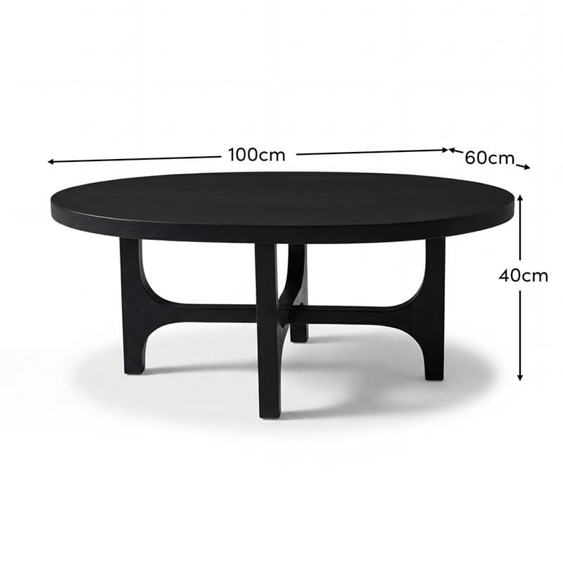 Jade Jet Black Mango Wood Oval Coffee Table - Laura James
