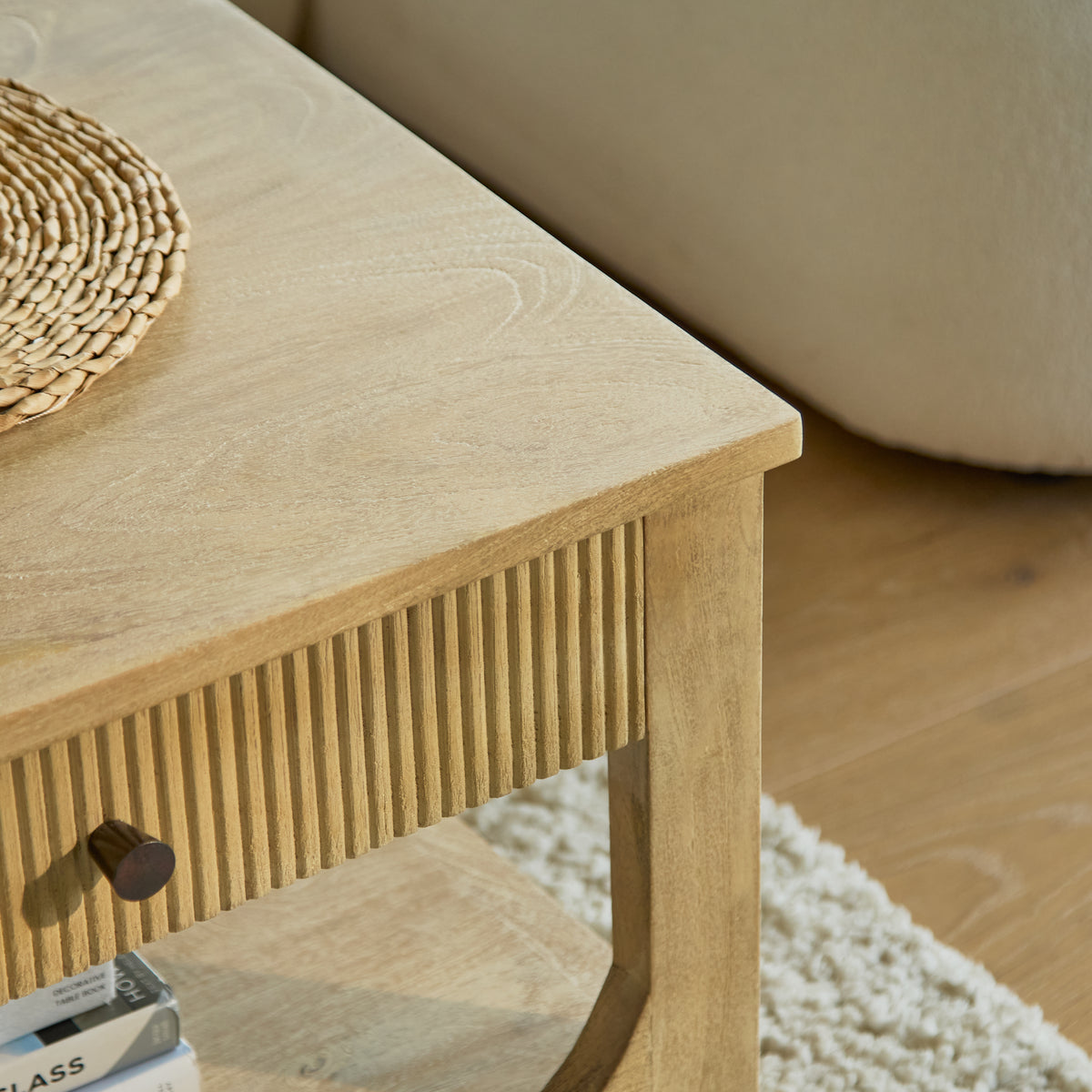 Jade Chalked Mango Wood Rectangular Coffee Table - Laura James