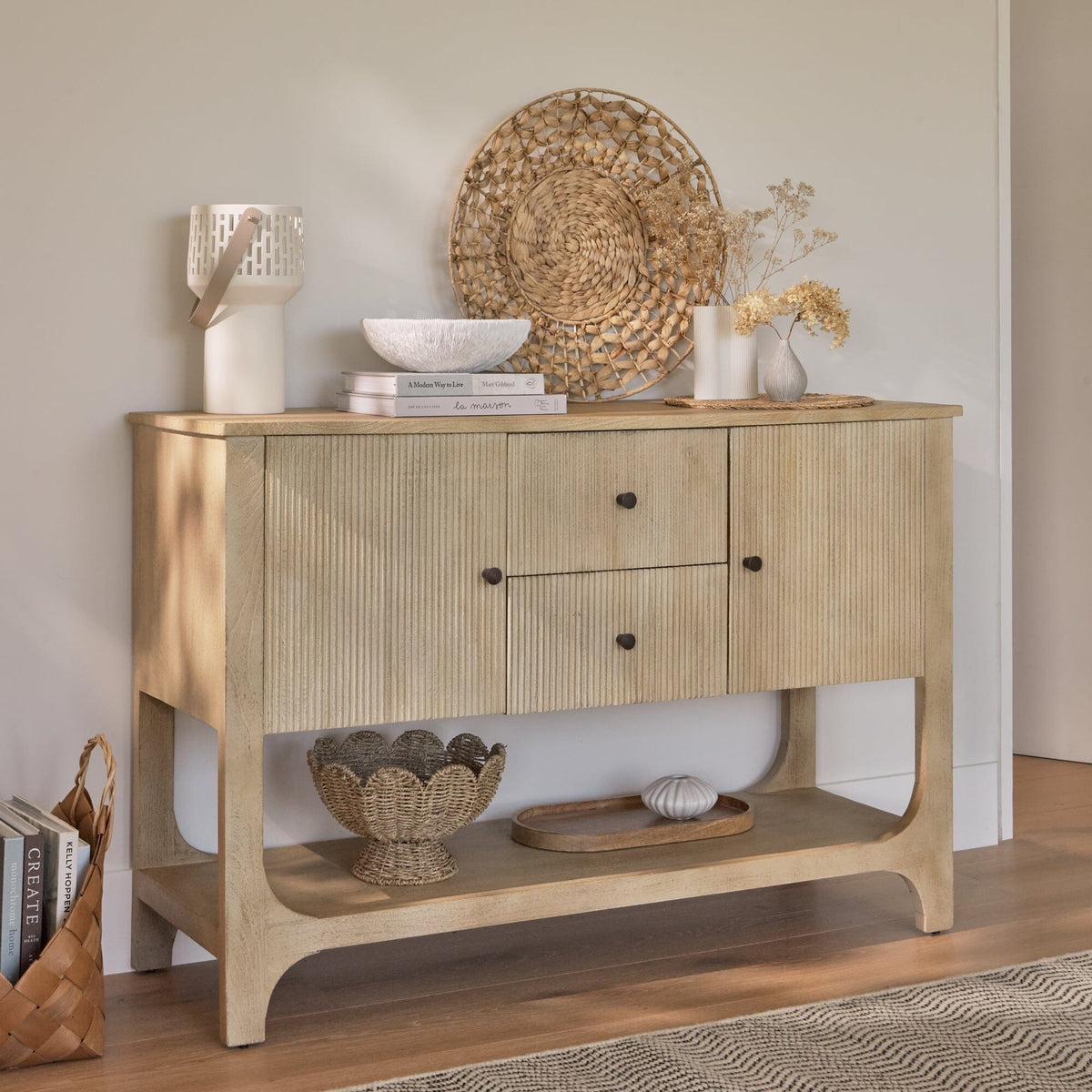Jade 2 Door 2 Drawer Sideboard - Chalked Mango Wood - Laura James
