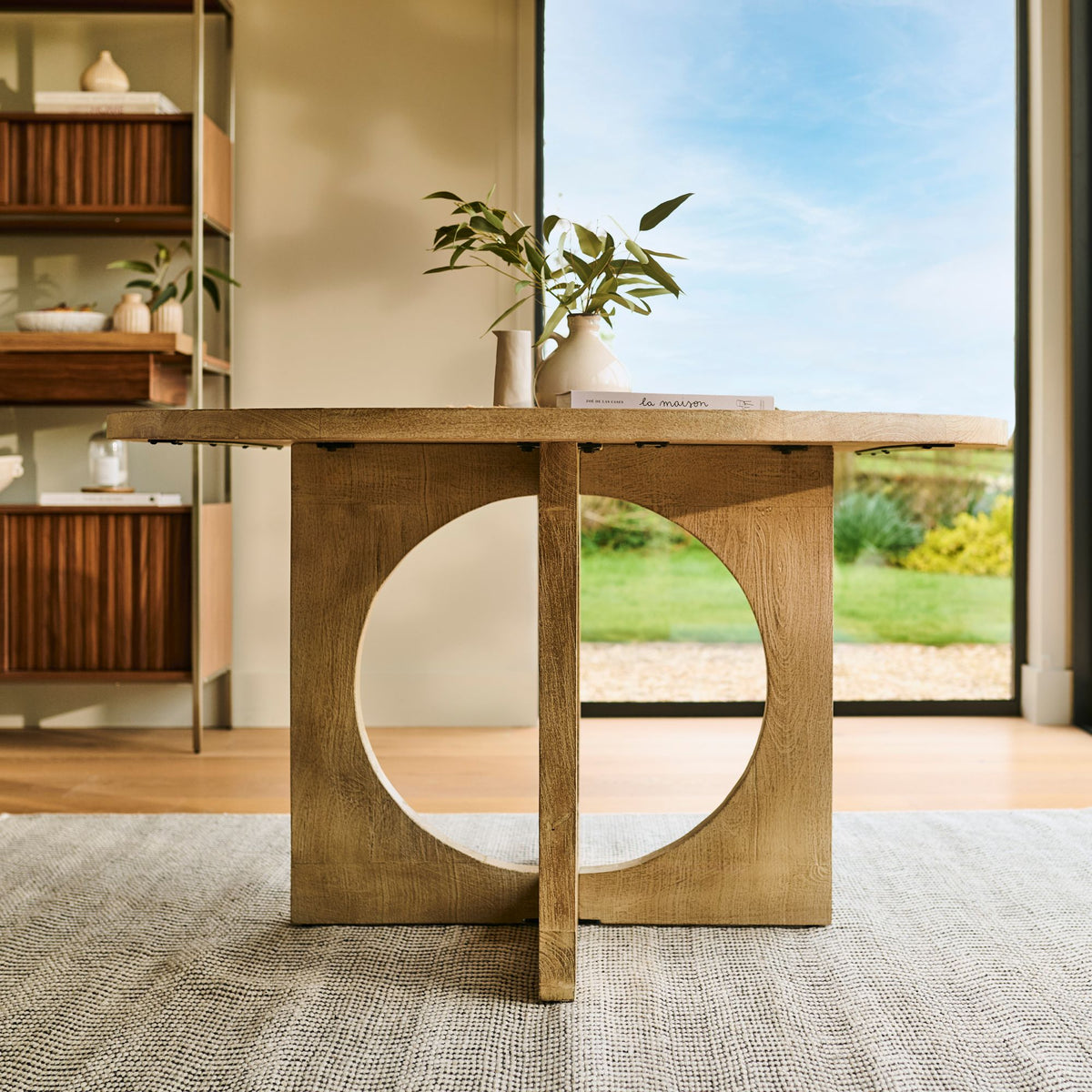 Jade 130cm Round Chalked Mango Wood Dining Table - Laura James
