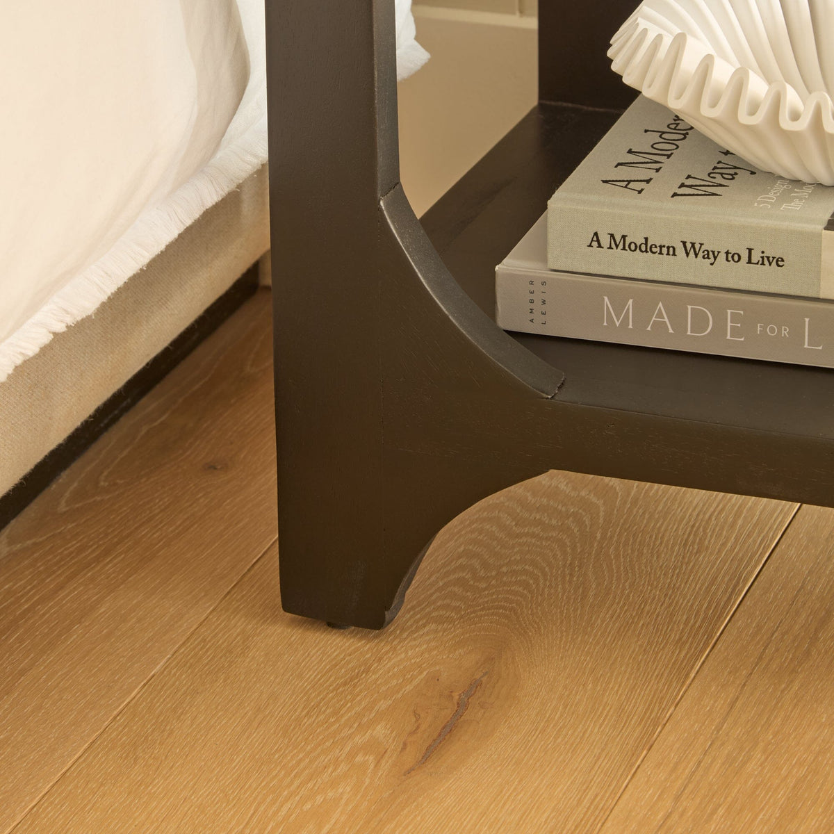 Jade 1 Drawer Bedside Table - Jet Black Mango Wood - Laura James