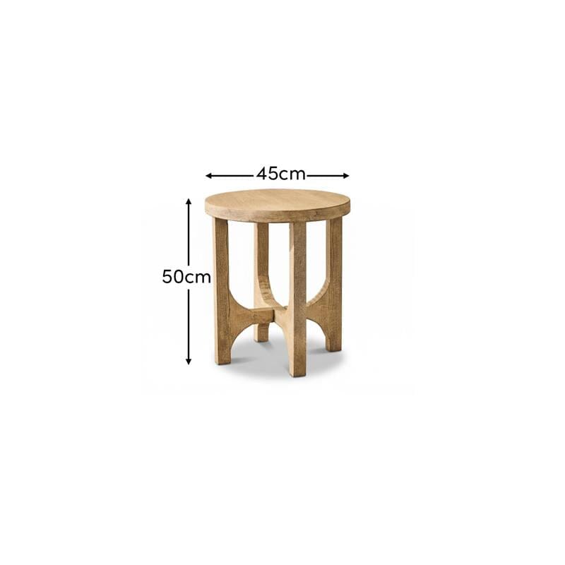 Jade Round Side Table - Chalked Mango Wood - Laura James