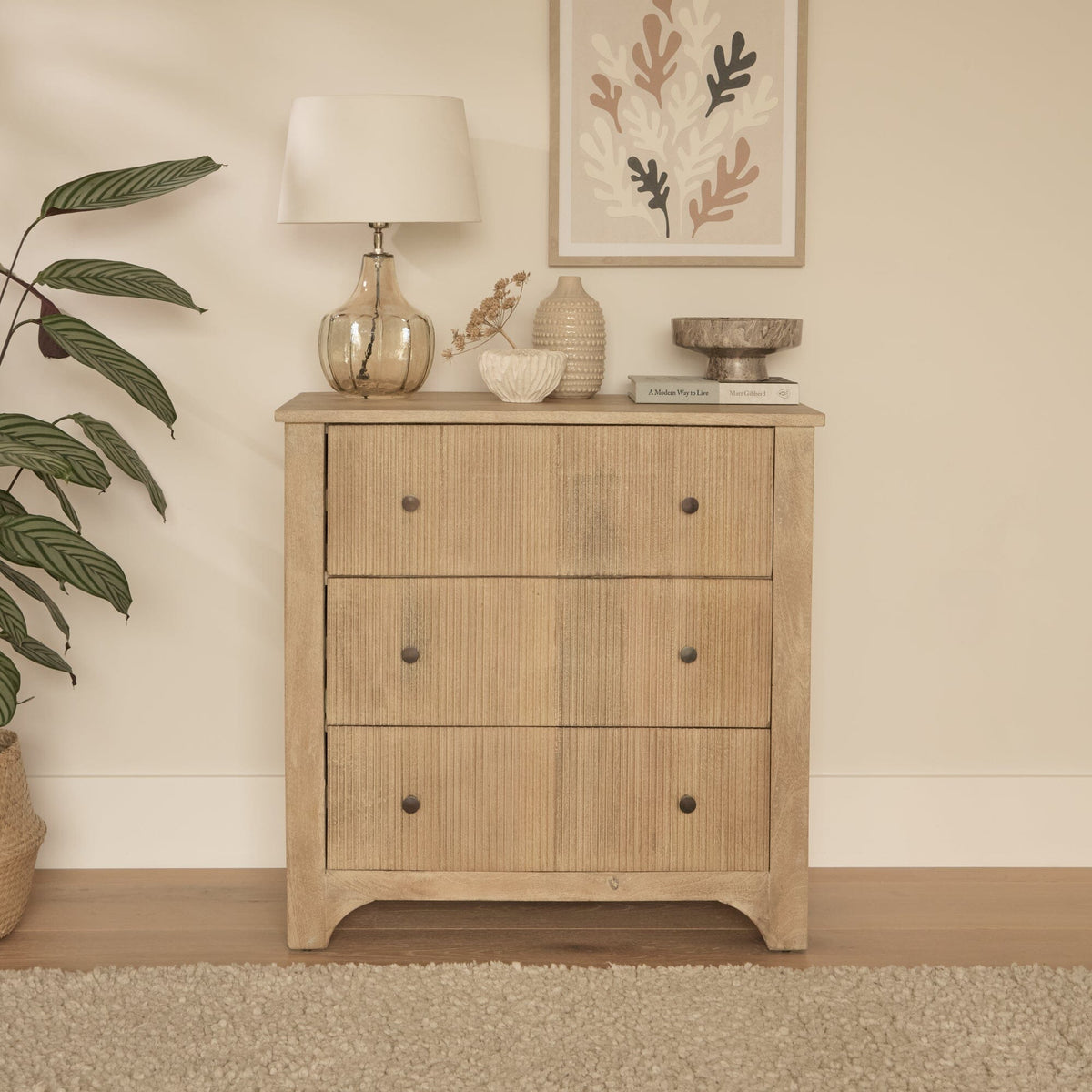 Jade 3 Drawer Chest of Drawers - Chalked Mango Wood - Laura James