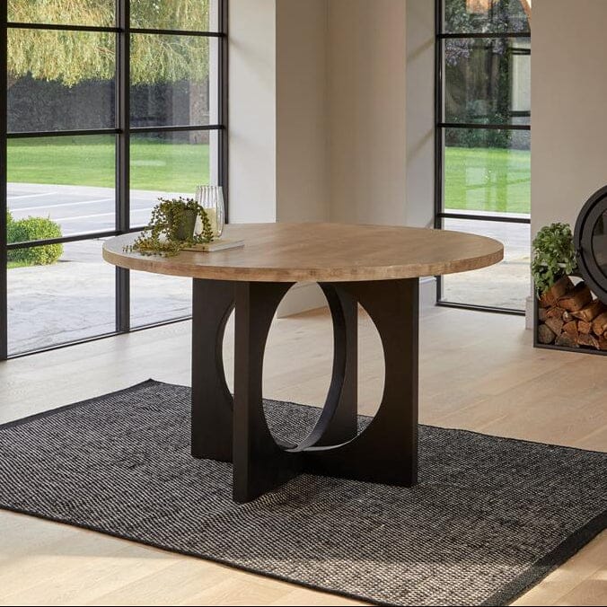 Jade Round Jet Black Mango Wood Dining Table - Laura James