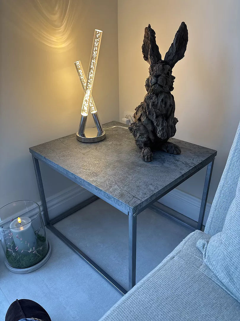 Jay Concrete Side Table - Chrome Frame