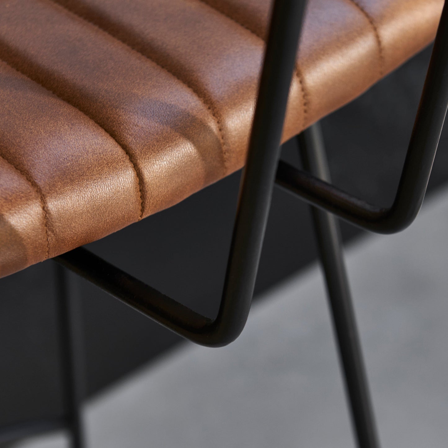 Jayden Industrial Bar Stools - Set of 2 - Mid Brown Leather - Laura James