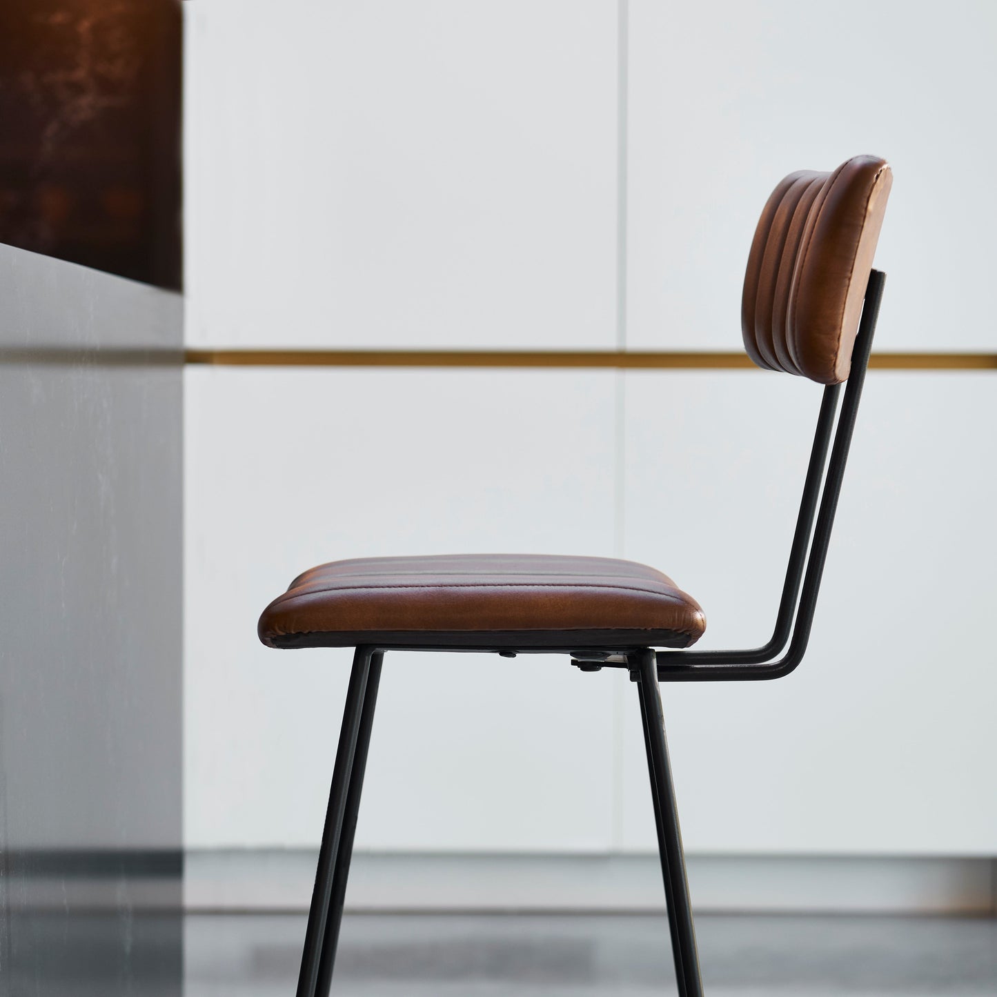 Jayden Industrial Bar Stools - Set of 2 - Mid Brown Leather - Laura James