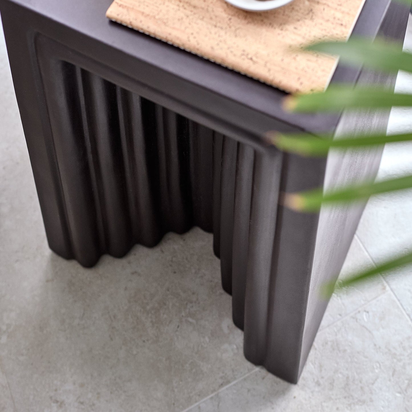 Karasi Concrete Rectangular Side Table - Black - Laura james