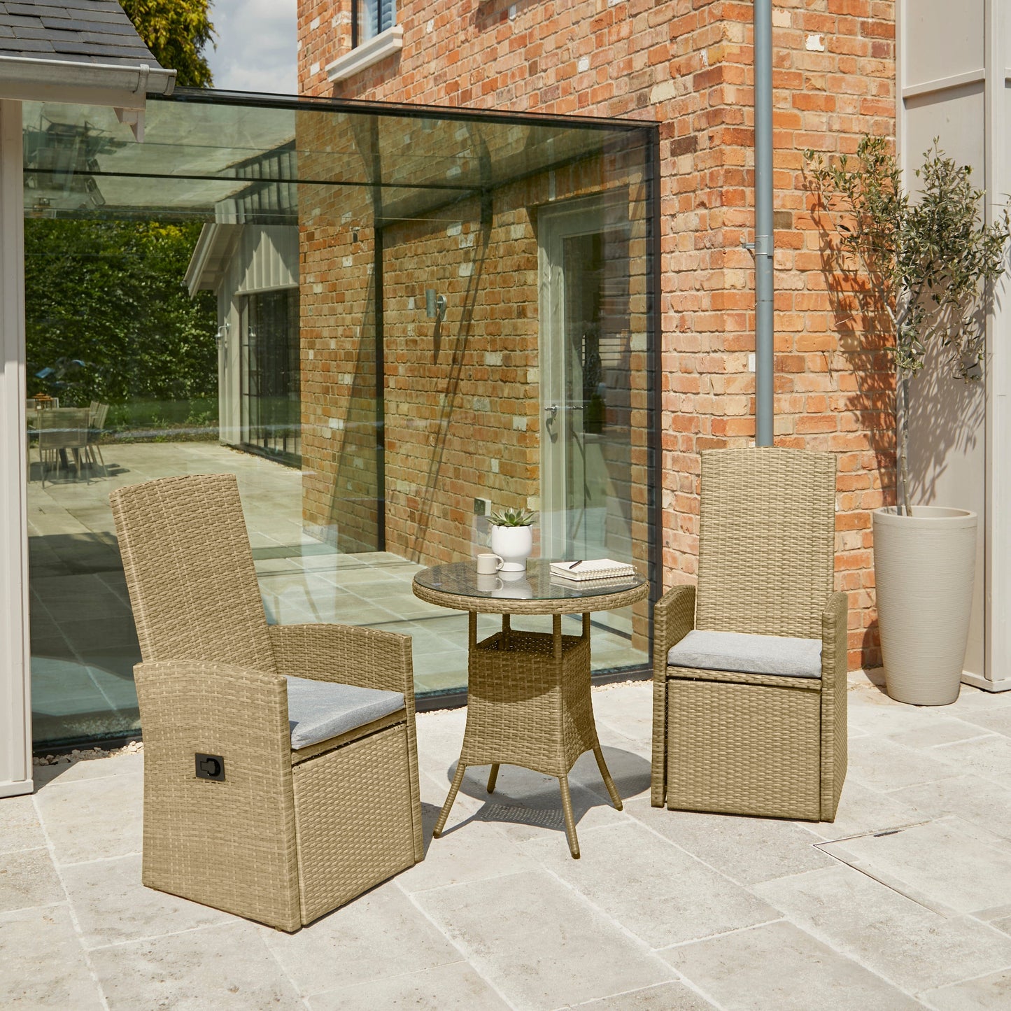 Kemble/Marston Outdoor Reclining Chair with Cushion Natural Brown - Laura James