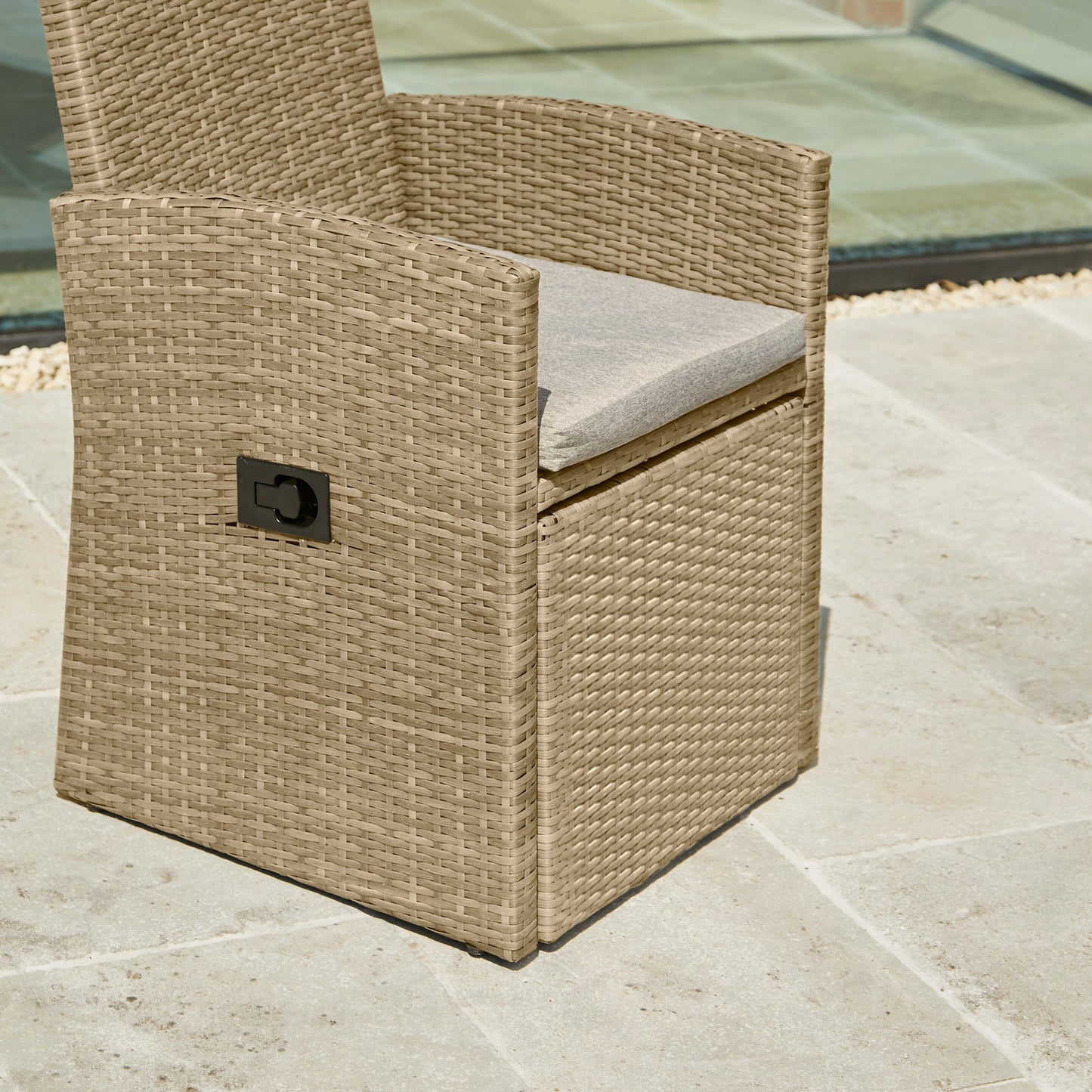 Kemble/Marston Outdoor Reclining Chair with Cushion Natural Brown - Laura James