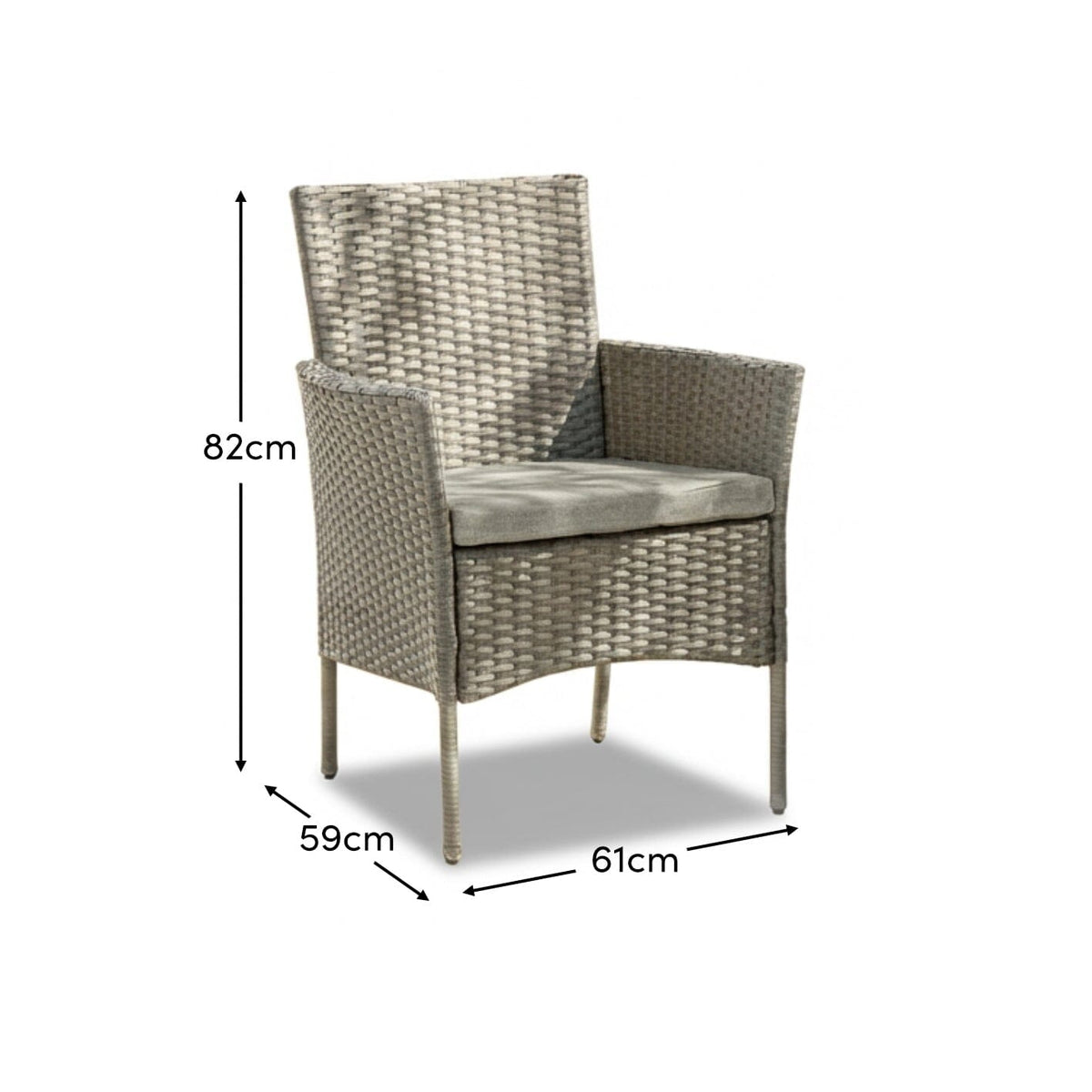 Kemble/Marston Outdoor Stackable Chairs With Cushions - Light Grey - Set of 2 - Laura James