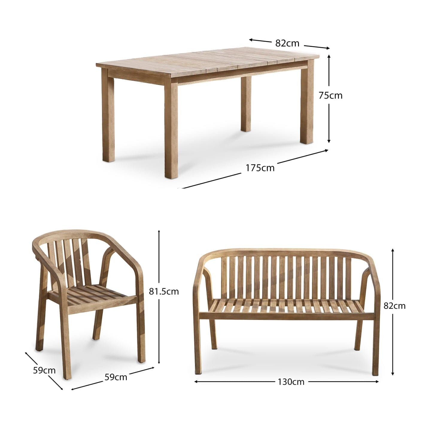 Kuro Wooden 6 Seater Dining Table Set with Shiro Dining Chairs and Bench - Laura James